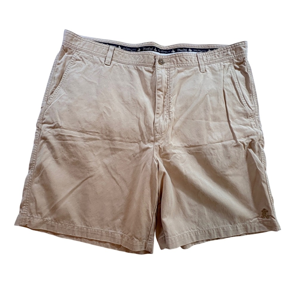 Disney Parks Mickey Mouse Chino Shorts Mens 40 Khaki Tan Lyocell Cotton Casual